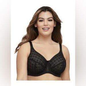 Glamorise Lace Comfort Wonderwire black underwire bra, 40DD.